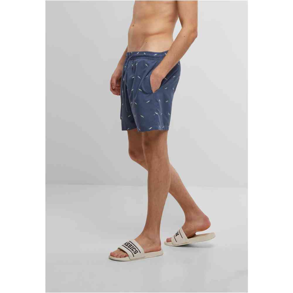 Urban Classics - Embroidery Swim shorts - Blue/Mint green